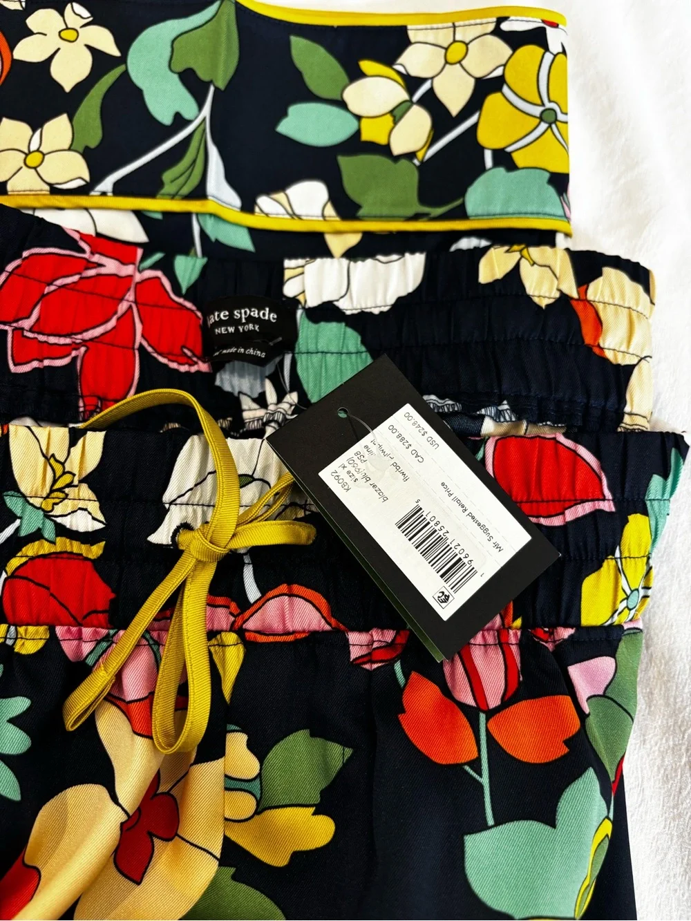 kate spade Flower Bed Twill Navy Floral Wide-Leg Pajama-Style Pants (NWT XL)